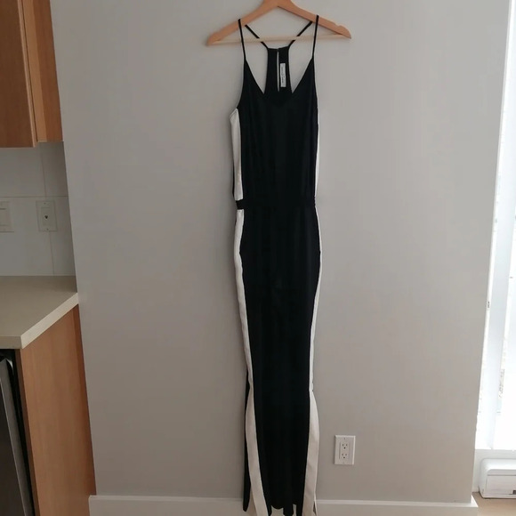 Amanda Uprichard Track Jumpsuit with Contrast Piping and Side Slits Small - Picture 3 of 16